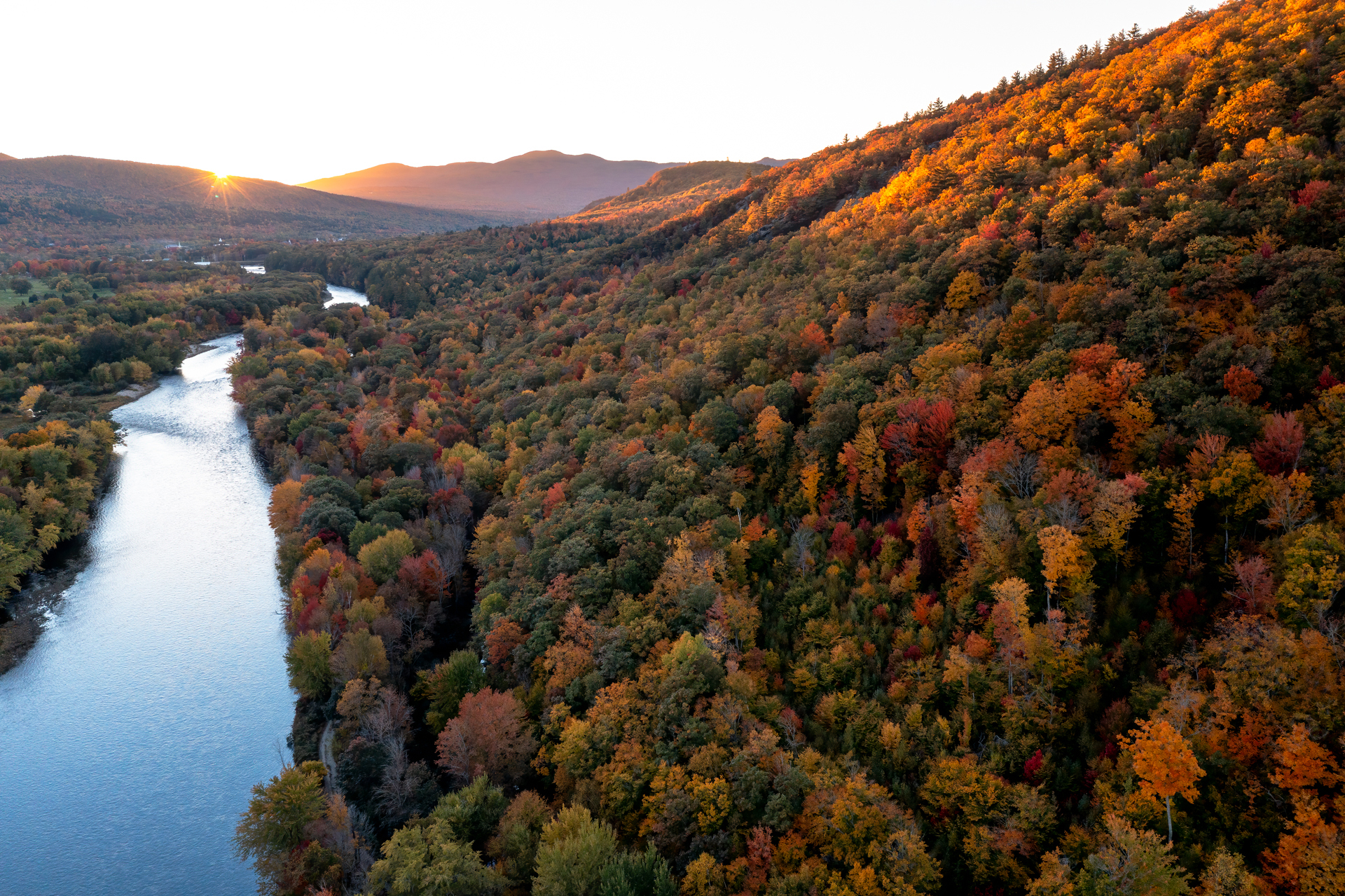 A birds eye view of the Mahoosuc Highlands in autumn.
